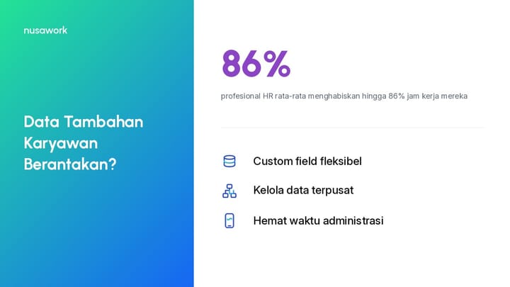 Ilustrasi tim HR sedang mengelola data karyawan dan kustomisasi profil staf di sistem digital